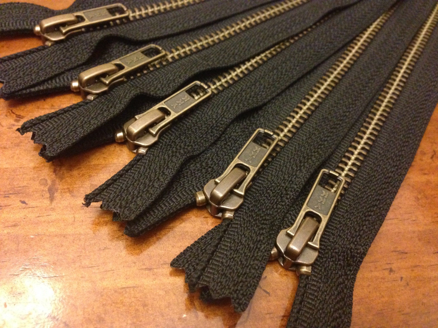 Antique brass 9 inch zippers FIVE pcs YKK metal zippers on Etsy