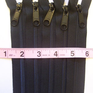 14 inch Handbag YKK zippers with long pull, Ten pcs, Black nylon coil 4.5 YKK black color 580, purse zippers image 2