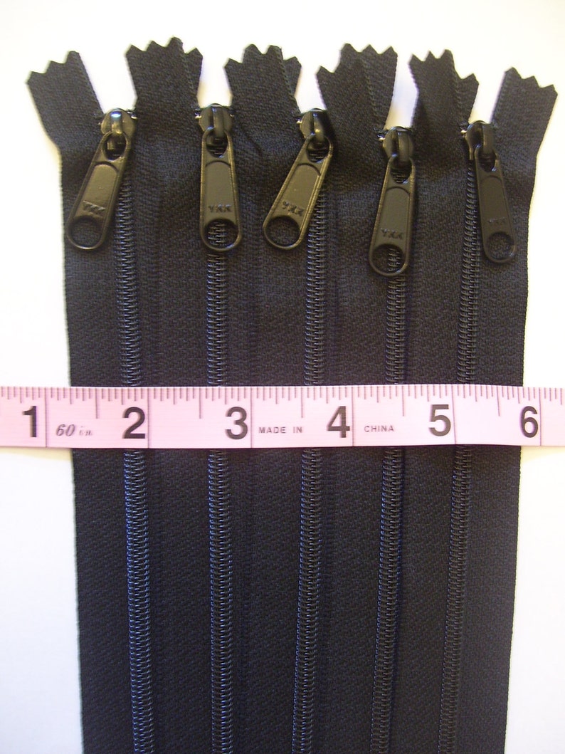 14 inch Handbag YKK zippers with long pull, Ten pcs, Black nylon coil 4.5 YKK black color 580, purse zippers image 2