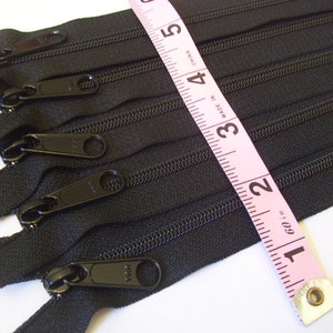 14 inch Handbag YKK zippers with long pull, Ten pcs, Black nylon coil 4.5 YKK black color 580, purse zippers image 1