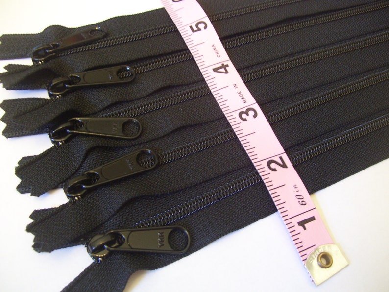 14 inch Handbag YKK zippers with long pull, Ten pcs, Black nylon coil 4.5 YKK black color 580, purse zippers image 1