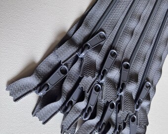 Clearance, 8 inch Handbag zippers with extra long pull, TEN pcs, YKK lavender grey color 195