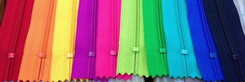 Handbag zippers assortment 7, 9, 12, 14, 16, 22, or 24 inch size, brights and neutrals, 10 pcs, choose size, 4.5 mm coil zippers image 4