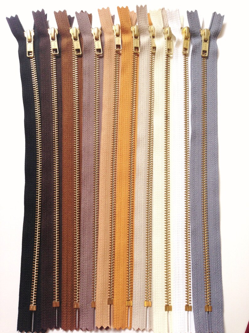 Metal zippers 12 inch Gold teeth zippers 21 pc bright Etsy