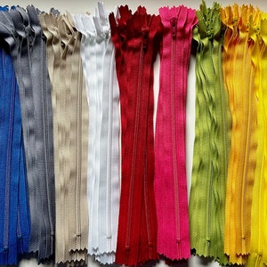 10 inch zippers, sets of 10 in one color, YKK brown, beige, white, lavender grey, blue, yellow, orange, green, red, pink, black, clearance 画像 6