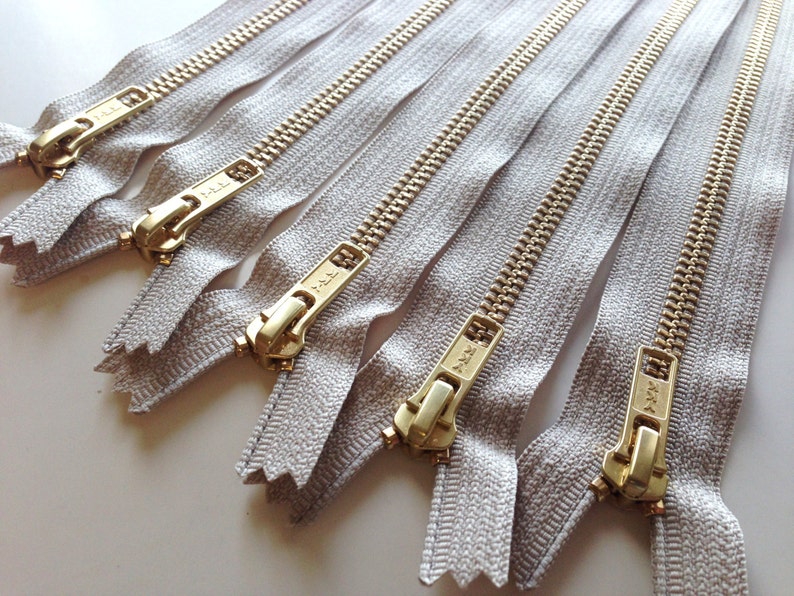 10 inch metal YKK zippers, FIVE pcs, natural beige tape, YKK color 572 image 3