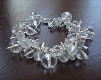 One of a Kind Handmade Clear Crystal Bracelet, Wedding Bracelet, Glass Bracelet, Bridal Bracelet | Bright Shadows Jewelry