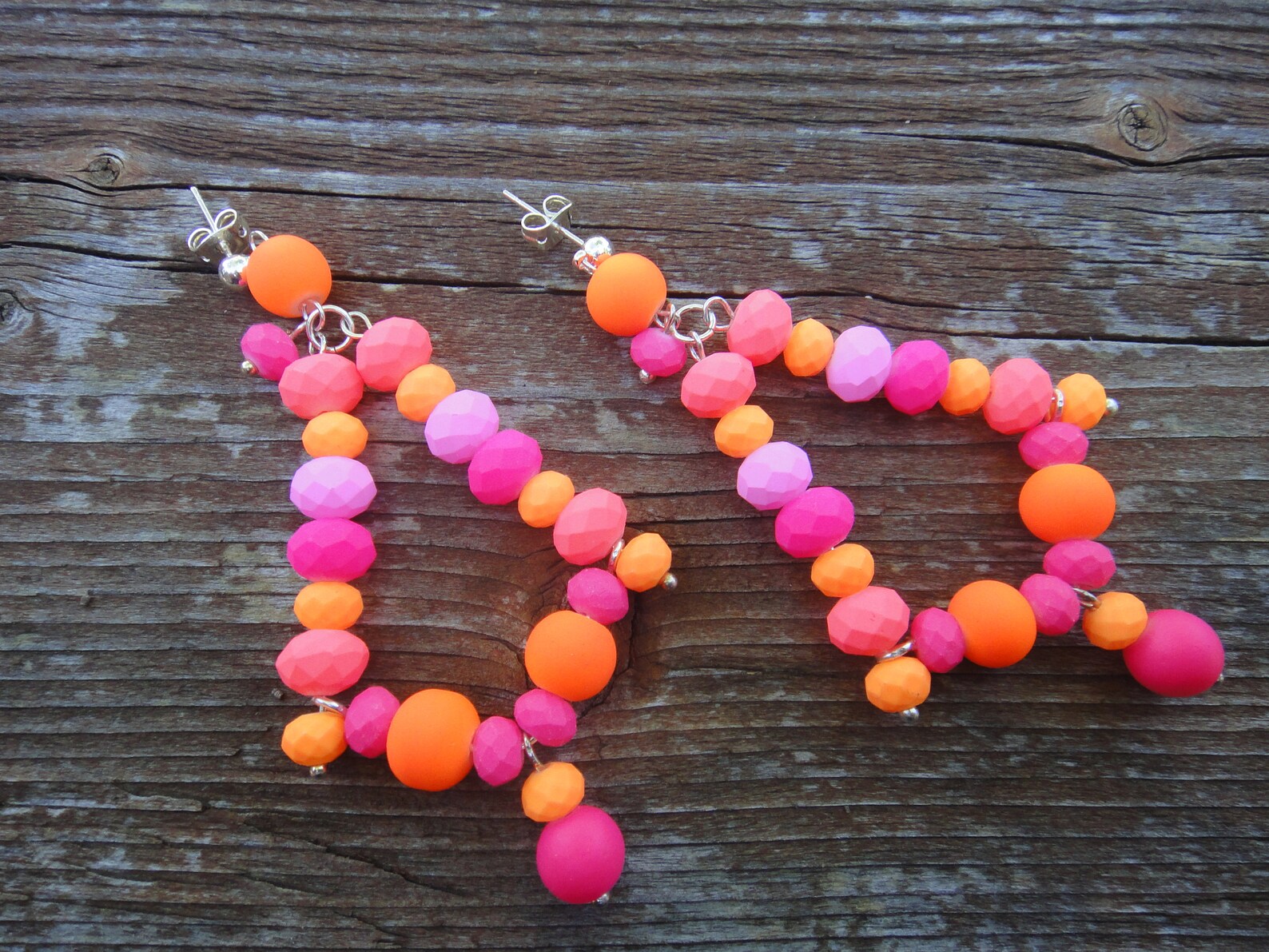 Neon Ohrringe Herz Design - Retro 80er 90er Party Schmuck Für Frauen