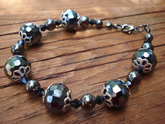 Navy Crystal Bracelet/ Nautical Bracelet/ Navy Sparkle Il_570xn
