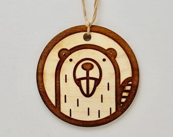 Beaver wood ornament handmade rustic gift from Canada