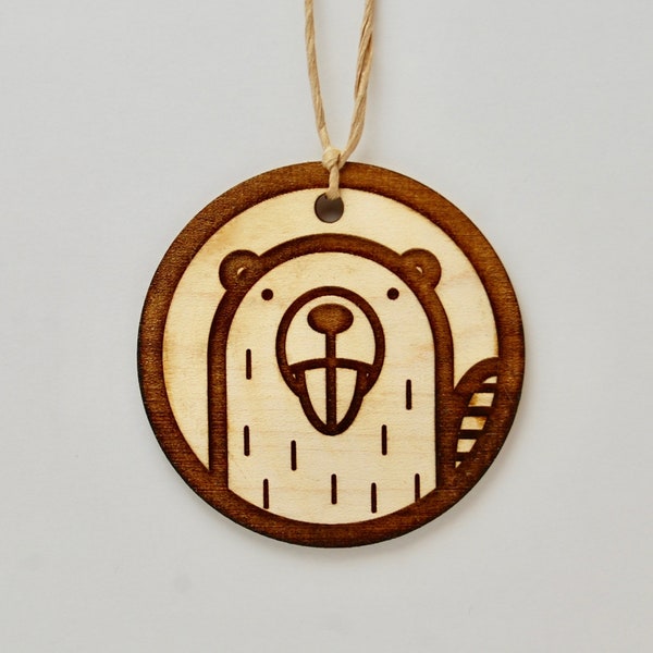 Wooden Beaver Ornament, Free shipping in the US!