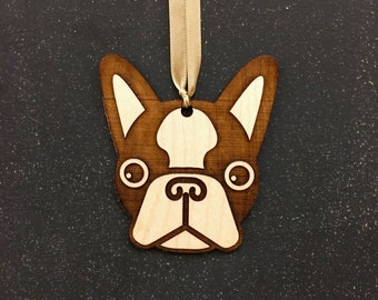 Wooden Boston Terrier Ornament, Free shipping in the US!