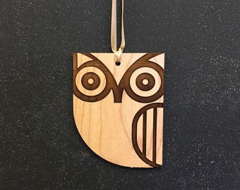 Wooden Owl Ornament, Free shipping in the US!