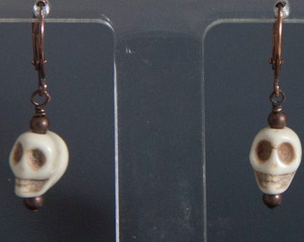 Bone skull earrings