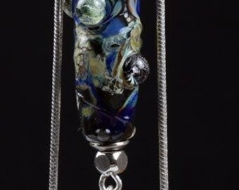 Twilight Blue lampwork bead pendant necklace