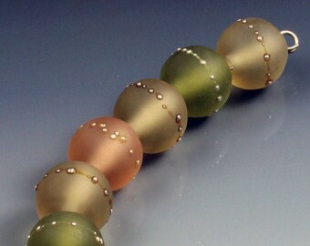 Sand Washed in Silver lampwork glass beads