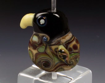 Fantasy Peacock lampwork glass bead OOAK