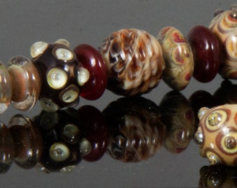 Warm Winter Neutrals lampwork beads