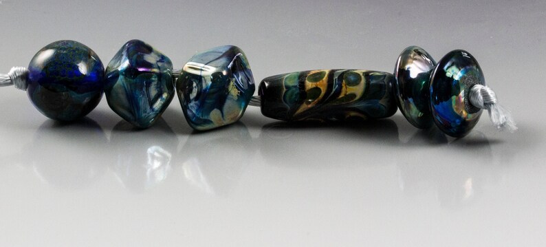 Oil Slicks lampwork glass beads image 1