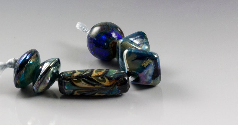 Oil Slicks lampwork glass beads image 2