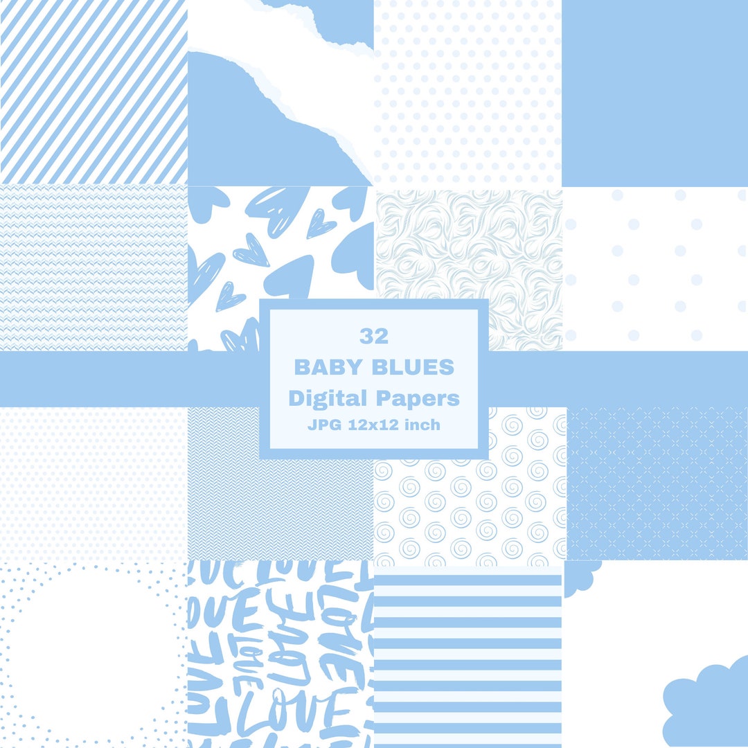 Baby Blues Digital Paper Pack, 32 Jpg Files 12 X 12 Inch for Card ...