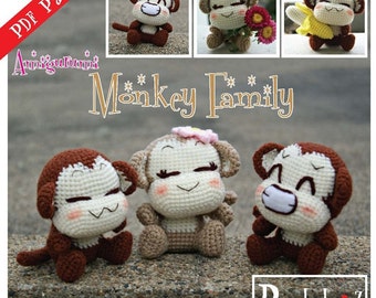 PDF Pattern - Amigurumi Monkey Family