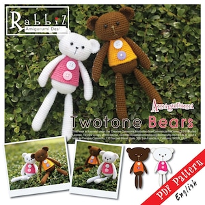 PDF Pattern - Amigurumi Two Tone Bears (Crochet Doll)