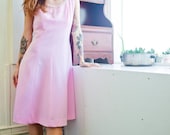 Vintage 60's ALFRED WERBER Pretty in Pink A Line Faux Pearl Beaded Flower Cocktail Evening Party Dress (sz S M 2 4)