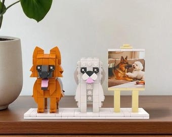 Custom Brick Dog Figures with Frame: Personalized Pet Gift