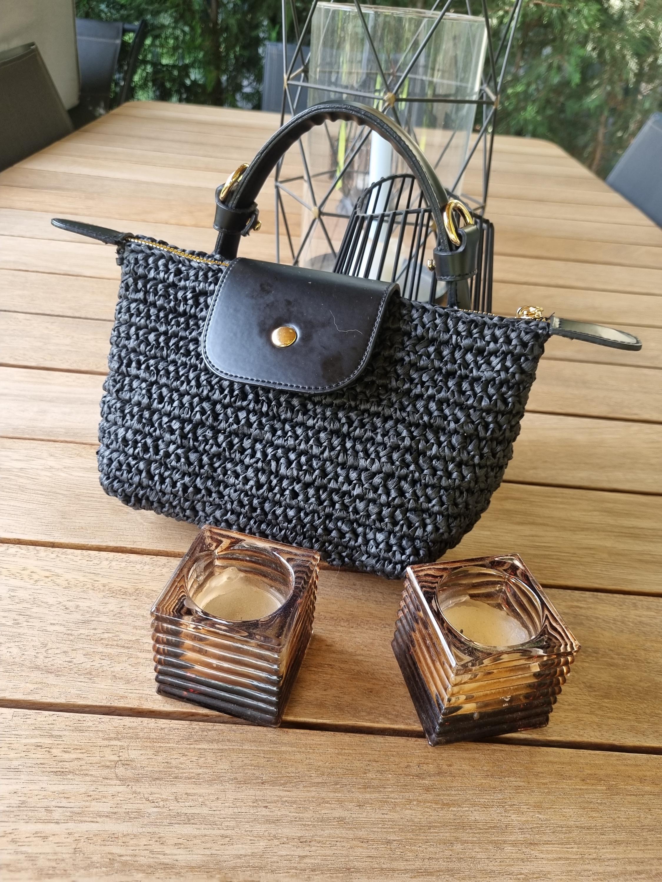 Raffia Longchamp Mini Bag,vintage Crochet Bag, Tophandle Bag