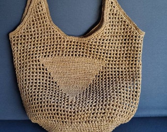 Crochet tote bag, customized beach bag, crochet shoulder bag, eco friendly bag, raffia tote bag, crochet raffia  shoulder bag