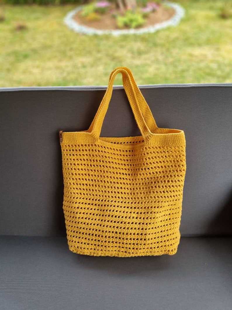 Handmade Crochet Netbag, Reusable Mesh Bag, Carry-On Tote, Eco-Friendly Shopping Bag image 2