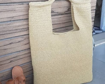 Handmade oversized raffia beach bag, Natural fiber handbag, Boho Beach bag,Summer raffia shoulder bag