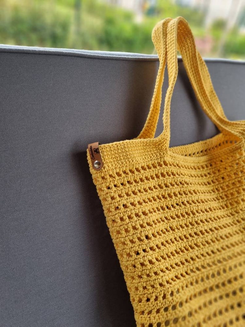 Handmade Crochet Netbag, Reusable Mesh Bag, Carry-On Tote, Eco-Friendly Shopping Bag image 3