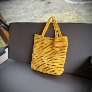Handmade Crochet Netbag, Reusable Mesh Bag, Carry-On Tote, Eco-Friendly Shopping Bag image 5