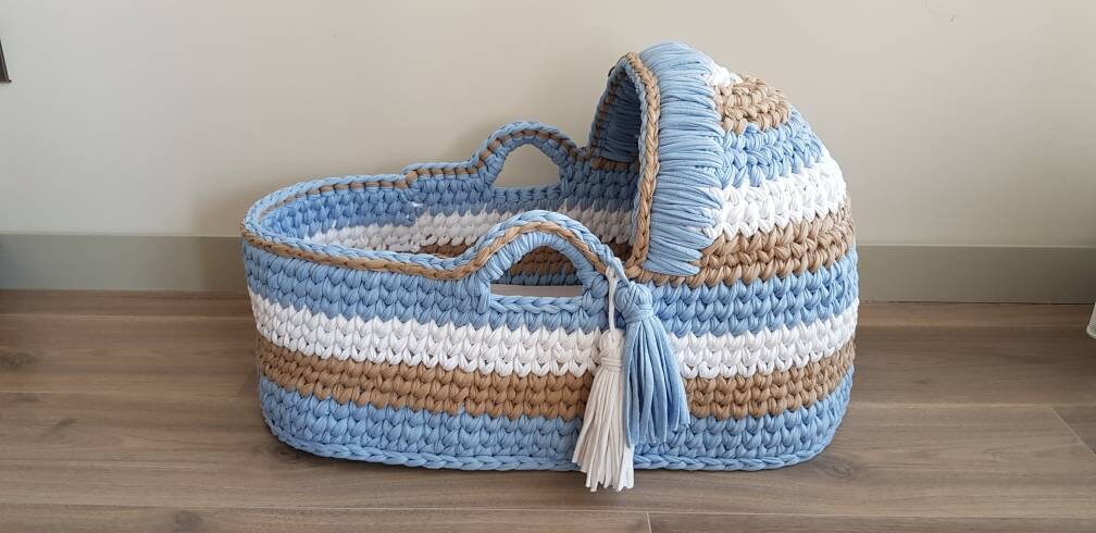 Baby Cradle Baby Shower Gift Crochet Basket Couffin For Etsy