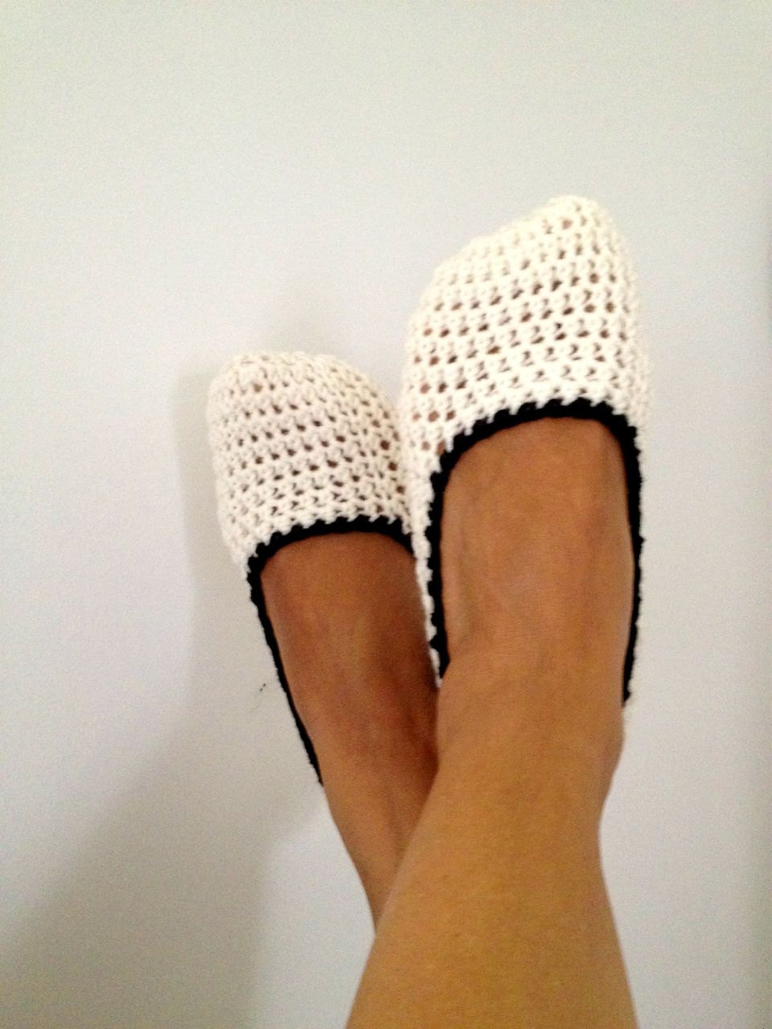 cream beige crochet womens slippers, ballet flats, house shoes cream beige crochet womens slippers, ballet flats, house shoes