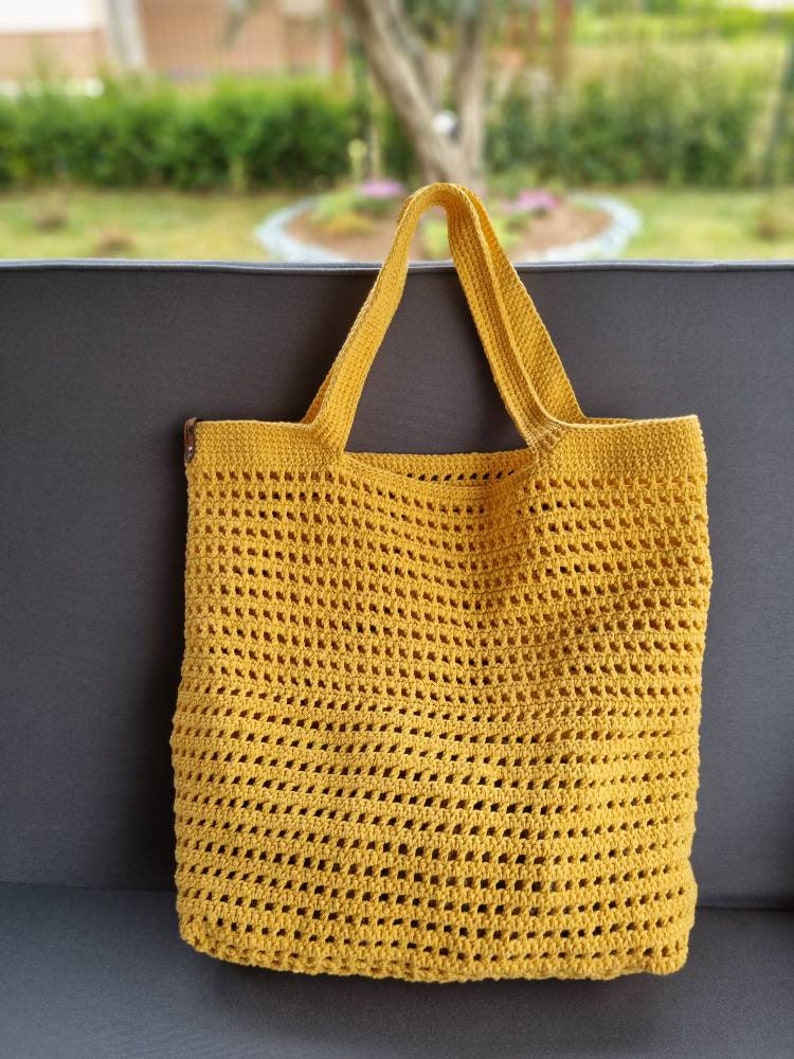 Handmade Crochet Netbag, Reusable Mesh Bag, Carry-On Tote, Eco-Friendly Shopping Bag image 4