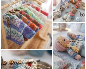TEAROOM Sock Yarn Bear Jackets knitting pattern/ Toy Knitting Pattern/ Doll Clothes/ Doll Clothing (to fit 11" MJT Animals and Dolls)
