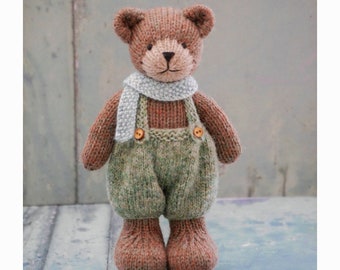 Little TEAROOM Bears 8"/ Toy Knitting Pattern/ In the round/ Knitted Animal Pattern/ 20cm Teddy Bear Knitting/ Bear Cub