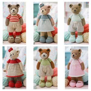 6 Teddy Bear variations/ 11 Girl Bears/ Boy Bears/ Toy Knitting Pattern/ Knitted Bears/ Back & Forth image 4