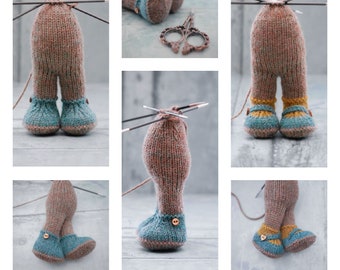 Little Bear &#39;Boots and Shoes&#39; Supplement for 20cm/8&quot; Tearoom Bears (in the round) /Toy Knitting Pattern
