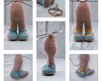 Little Bear 'Boots and Shoes' Supplement for 20cm/8" Tearoom Bears (in the round) /Toy Knitting Pattern