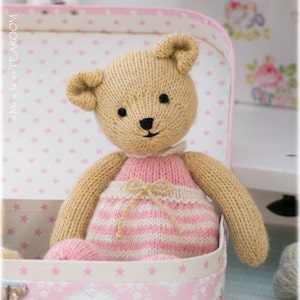 Girl Teddy Bear Knitting Pattern/ In the round/ TEAROOM Toy Knitted Teddy Bear Pattern/ 11 Bear image 1