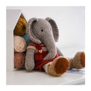 Tearoom Boy Elephant/ Toy Knitting Pattern/ In the round/