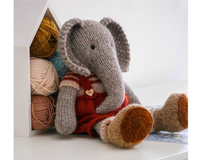 Tearoom Boy Elephant/Toy Knitting Pattern/ Instant Download/In the round/
