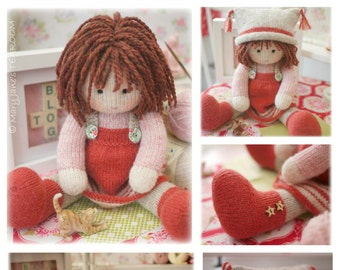 Toy Knitting Pattern/ Tearoom Doll Knitting Pattern/ In the round/ Plus FREE project for  'A Simply Sewn Pinafore'