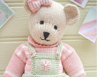CANDY Bear Knitting Pattern: Bear in Sweater and Dungarees,  Plus Free Handmade Shoes, PDF Pattern