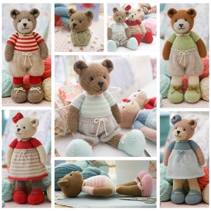 6 Teddy Bear variations/ 11 Girl Bears/ Boy Bears/ Toy Knitting Pattern/ Knitted Bears/ Back & Forth image 2