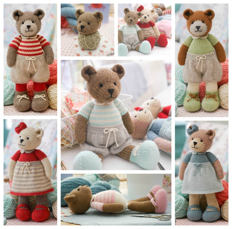 6 Teddy Bear variations/ 11 Girl Bears/ Boy Bears/ Toy Knitting Pattern/ Knitted Bears/ Back & Forth image 2
